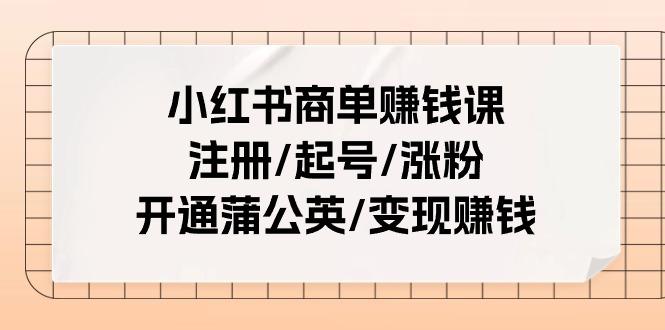 小红书商单赚钱课：注册/起号/涨粉/开通蒲公英/变现赚钱(25节课)-星火轻创