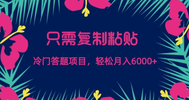 只需复制粘贴，冷门答题项目，轻松月入6000-星火轻创