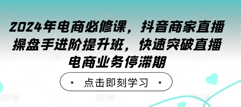 2024年电商必修课，抖音商家直播操盘手进阶提升班，快速突破直播电商业务停滞期-星火轻创