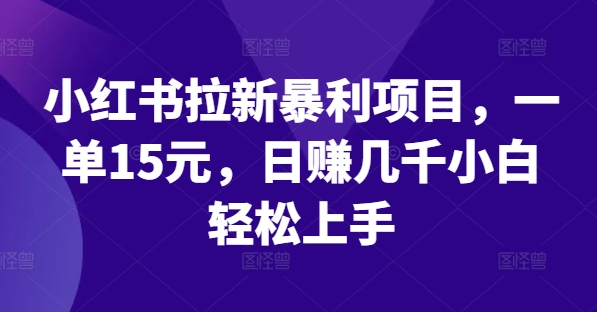 小红书拉新暴利项目，一单15元，日赚几千小白轻松上手【揭秘】-星火轻创
