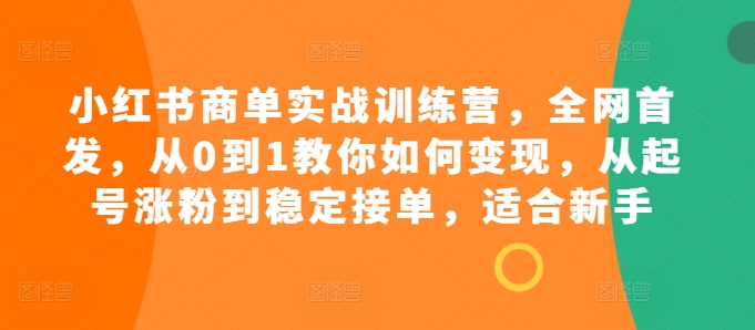 小红书商单实战训练营，全网首发，从0到1教你如何变现，从起号涨粉到稳定接单，适合新手-星火轻创