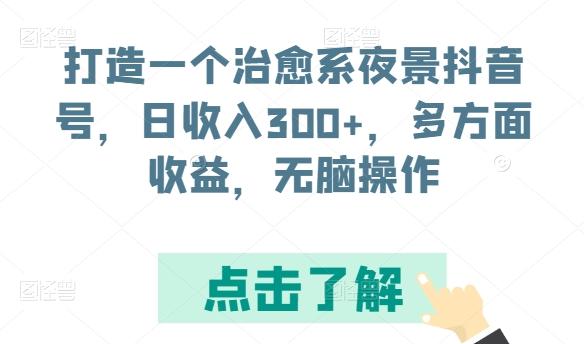 打造一个治愈系夜景抖音号，日收入300+，多方面收益，无脑操作【揭秘】-星火轻创