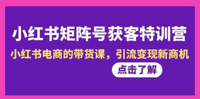 小红书矩阵号获客特训营-第10期，小红书电商的带货课，引流变现新商机-星火轻创