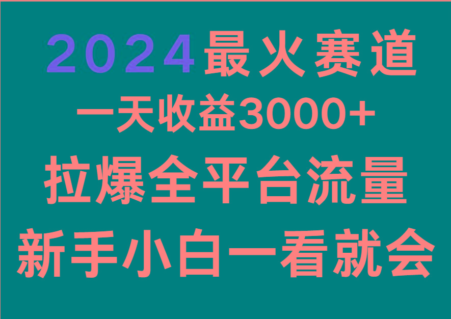 2024最火赛道，一天收一3000+.拉爆全平台流量，新手小白一看就会-星火轻创