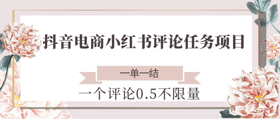 抖音电商小红书评论任务项目,一个评论0.5,一单一结 不限量-星火轻创