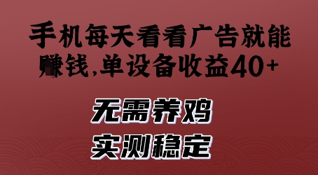 手机每天看看广告就能挣钱，单设备收益40+，无需养鸡，实测稳定【揭秘】-星火轻创