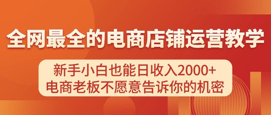 电商店铺运营教学，新手小白也能日收入2000+，电商老板不愿意告诉你的机密-星火轻创
