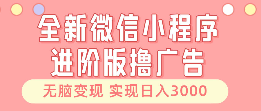 全新微信小程序进阶版撸广告 无脑变现睡后也有收入 日入3000＋-星火轻创