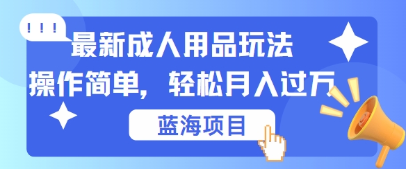最新成人用品项目玩法,操作简单,动动手,轻松日入几张【揭秘】
