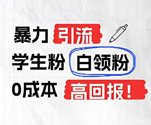 暴力引流学生粉白领粉,吊打以往垃圾玩法,0成本,高回报-星火轻创