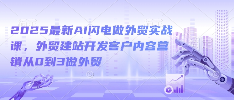 2025最新AI闪电做外贸实战课，外贸建站开发客户内容营销从0到3做外贸-星火轻创