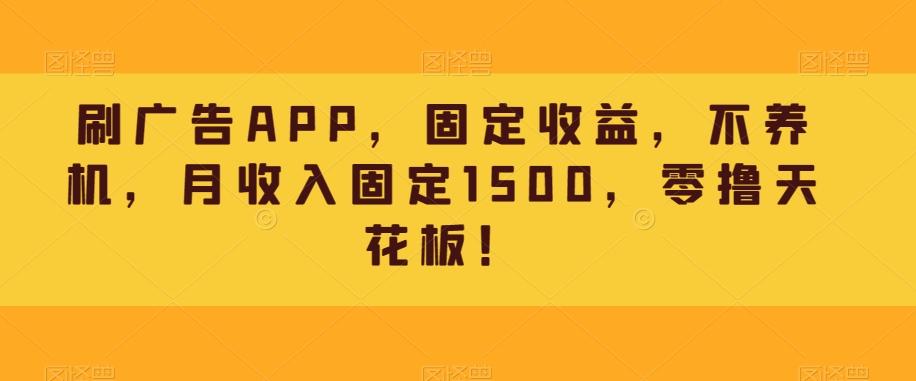 刷广告APP，固定收益，不养机，月收入固定1500，零撸天花板！-星火轻创