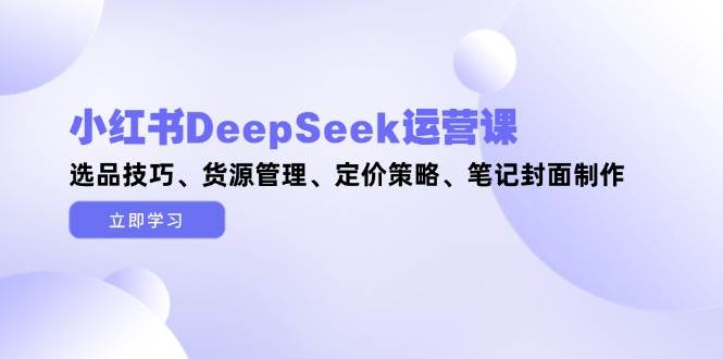 小红书DeepSeek运营课,选品技巧、货源管理、定价策略、笔记封面制作-星火轻创