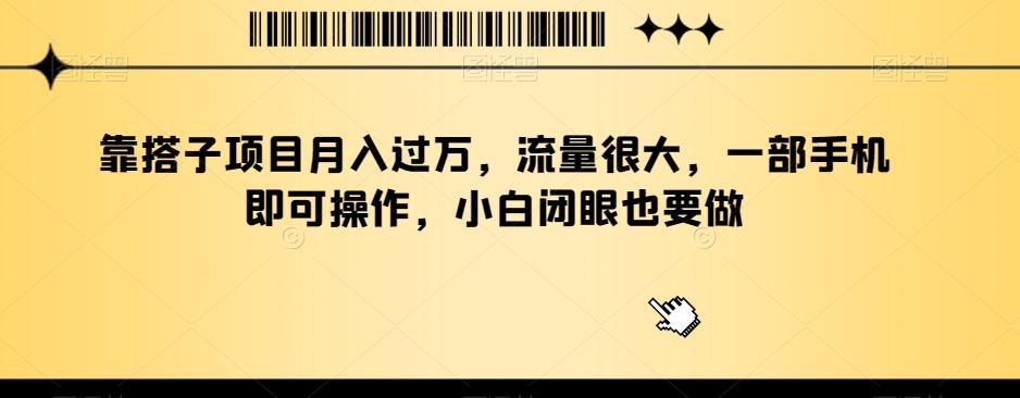 靠搭子项目月入过万，流量很大，一部手机即可操作，小白闭眼也要做-星火轻创