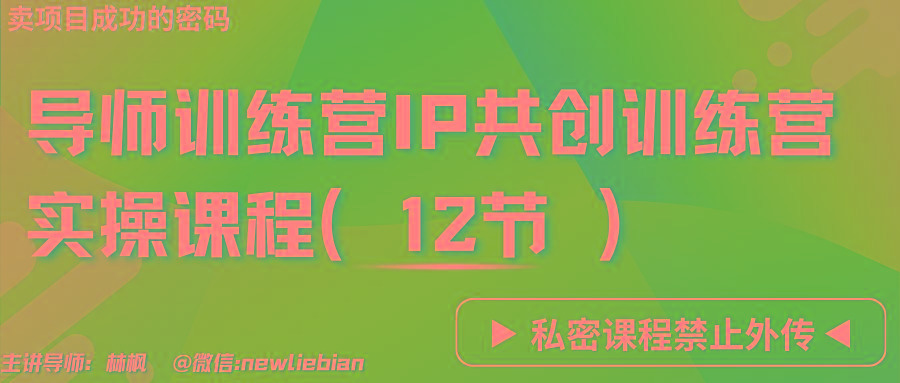 导师训练营3.0IP共创训练营私密实操课程(12节)-卖项目的密码成功秘诀-星火轻创