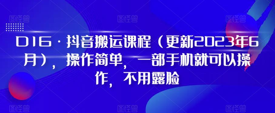 D1G·抖音搬运课程（更新2024年01月），操作简单，一部手机就可以操作，不用露脸-小艾项目网