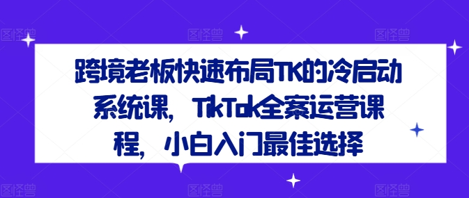 跨境老板快速布局TK的冷启动系统课，TikTok全案运营课程，小白入门最佳选择-星火轻创