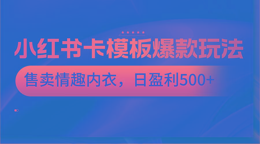 小红书卡模板爆款玩法，售卖情趣内衣，日盈利500+-星火轻创