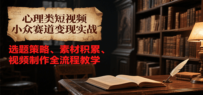 心理类短视频小众赛道变现实战,选题策略、素材积累、视频制作全流程教学-星火轻创