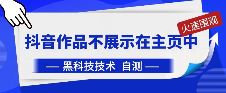 抖音黑科技：抖音作品不展示在主页中【揭秘】-星火轻创
