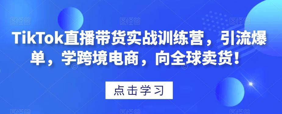 TikTok直播带货实战训练营，引流爆单，学跨境电商，向全球卖货！-星火轻创