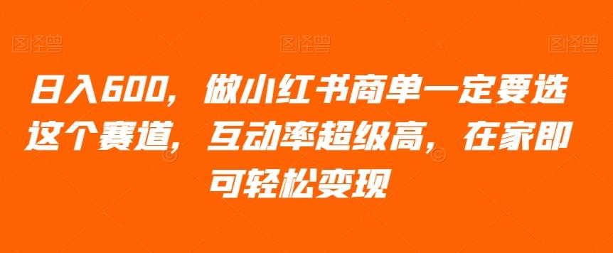 日入600，做小红书商单一定要选这个赛道，互动率超级高，在家即可轻松变现-小艾项目网