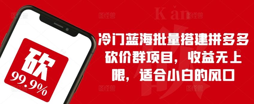 冷门蓝海批量搭建拼多多砍价群项目，收益无上限，适合小白的风口【揭秘】-星火轻创
