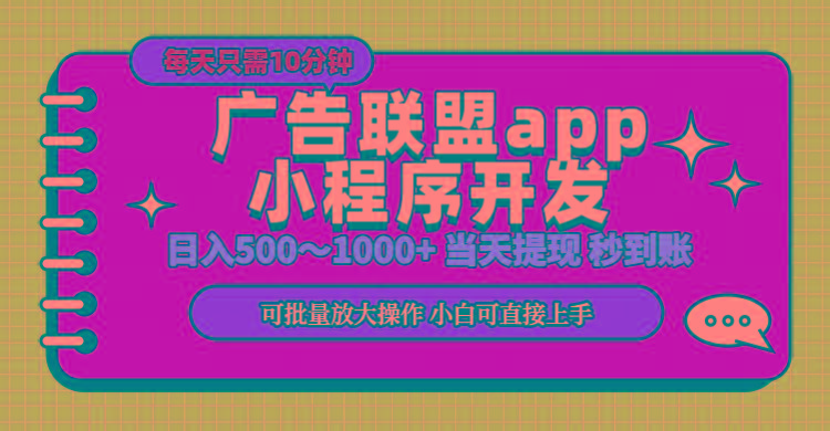 小程序开发 广告赚钱 日入500~1000+ 小白轻松上手！-星火轻创
