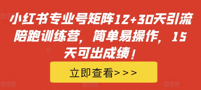 小红书专业号矩阵12+30天引流陪跑训练营，简单易操作，15天可出成绩!-星火轻创