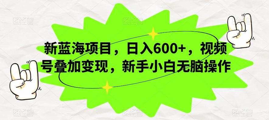 新蓝海项目，日入600+，视频号叠加变现，新手小白无脑操作【揭秘】-小艾项目网