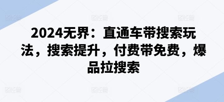 2024无界：直通车带搜索玩法，搜索提升，付费带免费，爆品拉搜索-星火轻创