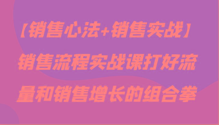 【销售心法+销售实战】销售流程实战课打好流量和销售增长的组合拳-星火轻创