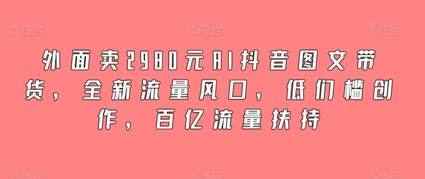 外面卖2980元AI抖音图文带货，全新流量风口，低们槛创作，百亿流量扶持-星火轻创