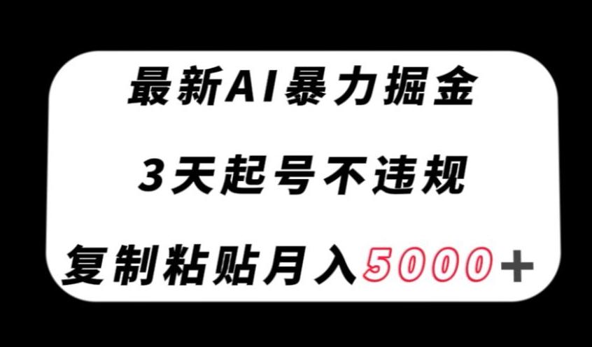 最新AI暴力掘金，3天必起号不违规，复制粘贴月入5000＋【揭秘】-星火轻创