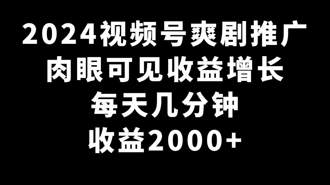2024视频号爽剧推广，肉眼可见的收益增长，每天几分钟收益2000+-星火轻创