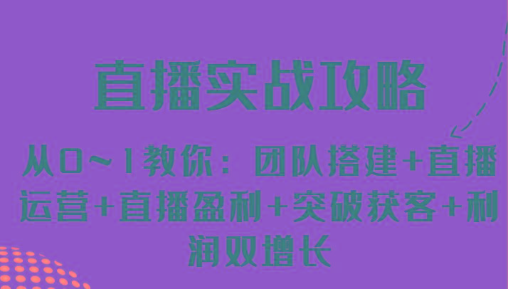 直播实战攻略 从0~1教你：团队搭建+直播运营+直播盈利+突破获客+利润双增长-星火轻创