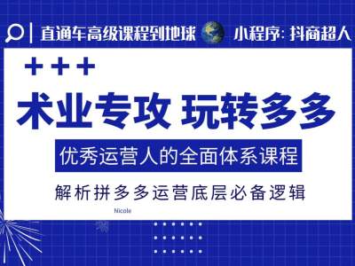 术业专攻玩转多多，优秀运营人的全面体系课程，解析拼多多运营底层必备逻辑-星火轻创