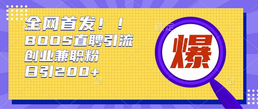 通过Boss直聘，每天轻松钓到200+多条创业大鱼的秘籍【揭秘】-星火轻创