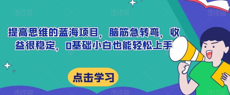 提高思维的蓝海项目,脑筋急转弯,收益很稳定,0基础小白也能轻松上手