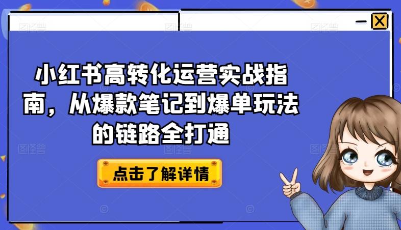 小红书高转化运营实战指南，从爆款笔记到爆单玩法的链路全打通-星火轻创