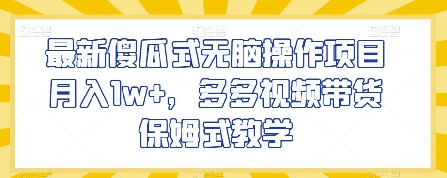 最新傻瓜式无脑操作项目月入1w+，多多视频带货保姆式教学【揭秘】-星火轻创