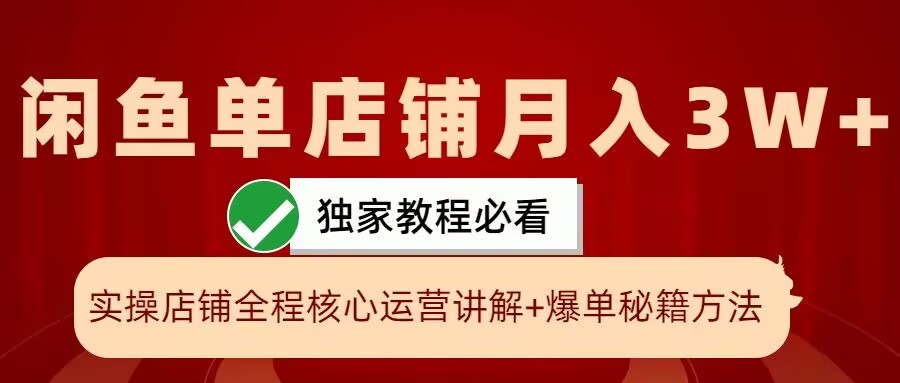 闲鱼单店铺月入3W+实操展示，爆单核心秘籍，一学就会【揭秘】-星火轻创