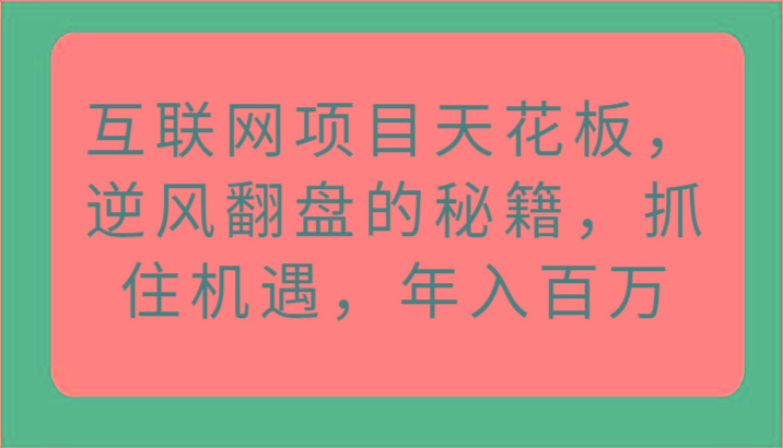 互联网项目天花板,逆风翻盘的秘籍,抓住机遇,年入百万-星火轻创