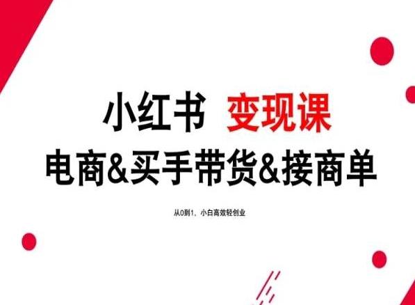 2024年最新小红书变现课，电商&买手带货&接商单，从0到1，小白高效轻创业-星火轻创