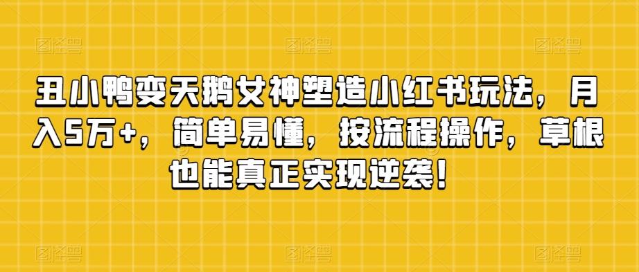 丑小鸭变天鹅女神塑造小红书玩法，月入5万+，简单易懂，按流程操作，草根也能真正实现逆袭！-星火轻创