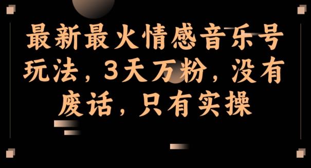 最新最火情感音乐号玩法，3天万粉，没有废话，只有实操-星火轻创
