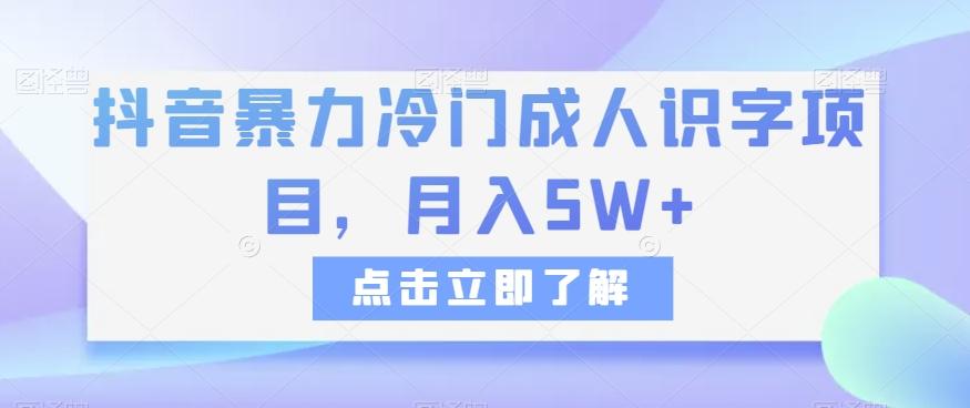 抖音暴力冷门成人识字项目，月入5W+【揭秘】-星火轻创