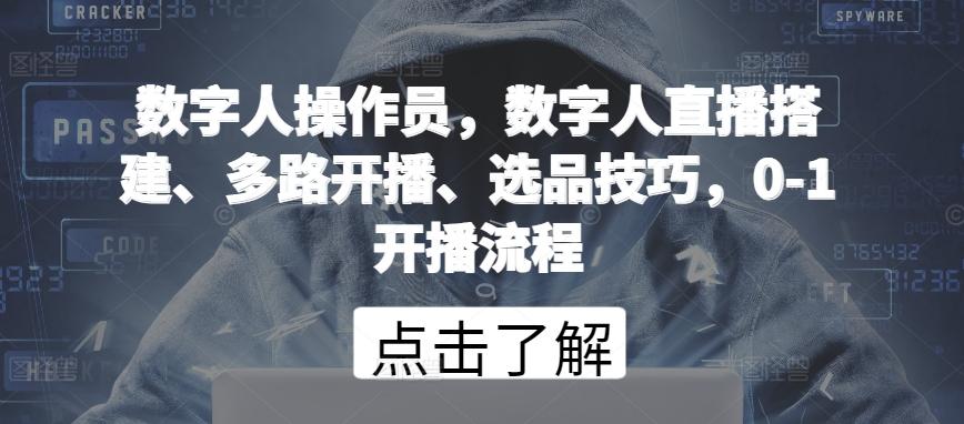 数字人操作员，数字人直播搭建、多路开播、选品技巧，0-1开播流程-星火轻创