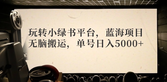玩转小绿书平台，蓝海项目，无脑搬运，单号日入5000+-星火轻创
