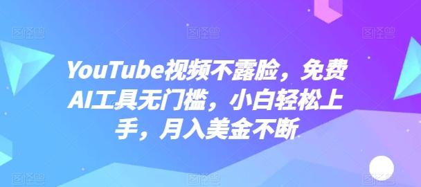 YouTube视频不露脸，免费AI工具无门槛，小白轻松上手，月入美金不断【揭秘】-星火轻创